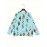 Four-Season Blue Cat Print Long Sleeve Round Neck Cardigan for Women, Casual Fashion