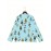 Four-Season Blue Cat Print Long Sleeve Round Neck Cardigan for Women, Casual Fashion