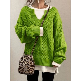 Women's Winter Warm Batwing Sweater - Loose Fit Long Sleeve Split Hem Tops, Casual Lazy Style Batwing Jackets for Fall & Winter Layering, Machine Washable Solid Color Blouses