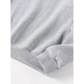 1pc Women'S Casual Crew Neck Sweatshirt, Christmas Vibes Sweatshirt Alphabet Pattern Long Sleeve Pullover For Autumn/ Winter, Grey Sweatshirt