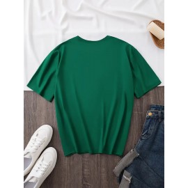 Women's Turquoise Blue Short Sleeve T-Shirt - Soft Pure Round Neck Top with Chicken Print (Hens & Bow Tie Design) - Casual & Party Wear for Spring Summer Fall - Comfortable Colors Everyday Blouse