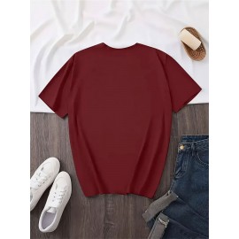 Women's Turquoise Blue Short Sleeve T-Shirt - Soft Pure Round Neck Top with Chicken Print (Hens & Bow Tie Design) - Casual & Party Wear for Spring Summer Fall - Comfortable Colors Everyday Blouse