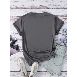 Fashion Creative Pattern Printed Women'S T-Shirt, Suitable for Spring And Summer Casual Women Short-Sleeved T-Shirt, Comfortable Fashion Elegant Women'S Round Neck Loose Women'S Blouse 100%