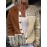 Plus-Size Women's Lightweight Cardigan - Spring/Autumn Open Front Sweater with Digital Print (Brown/White/Beige/Patterned), Round Neck Long Sleeve Button Front for Casual & Resort Wear, Cardigan Sweater, Spring Outerwear, Trendy Knitwear, Cozy Feel Fabric