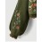 [Plus Size Cardigan] Cozy Green Plus Size Women's V-Neck Cardigan | Long Sleeves, Front Buttons, Pockets, Floral & Animal Embroidery, Brown Trim | Winter Knit Outerwear, Stylish Button Closure, Detailed Embroidery