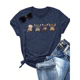 Women'S Funny Cow Print T-Shirt with 